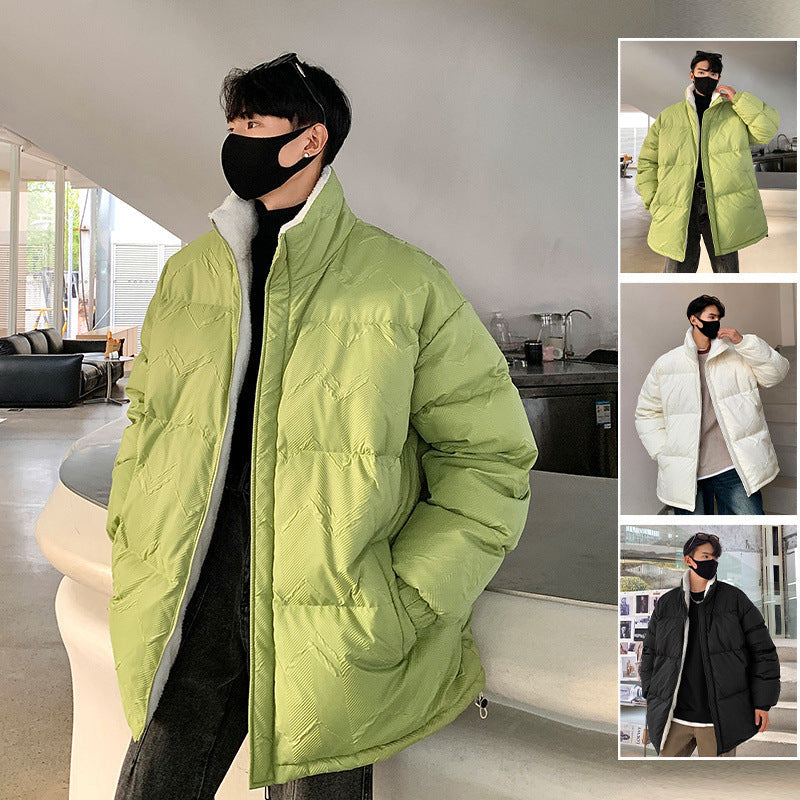 Herren Pufferjacke Übergroß Warm mit Hochkragen und Elastikbündchen - BerlinGlamour