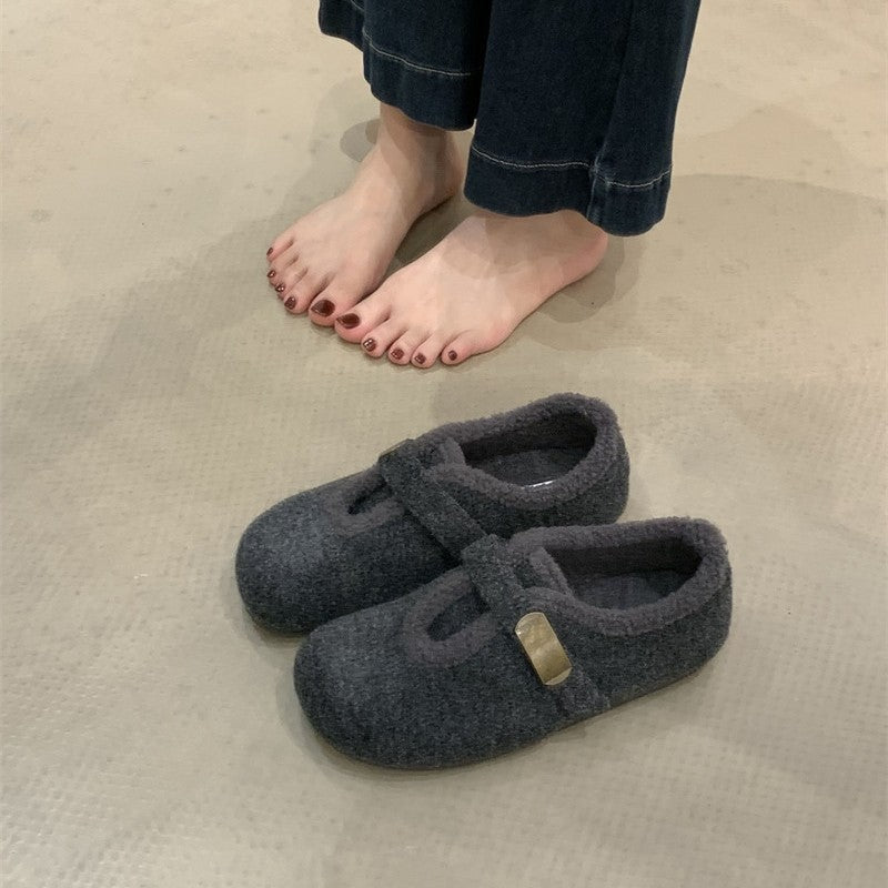 Damen Hausschuhe Weich Fleece Plüsch Warm Schnalle - BerlinGlamour