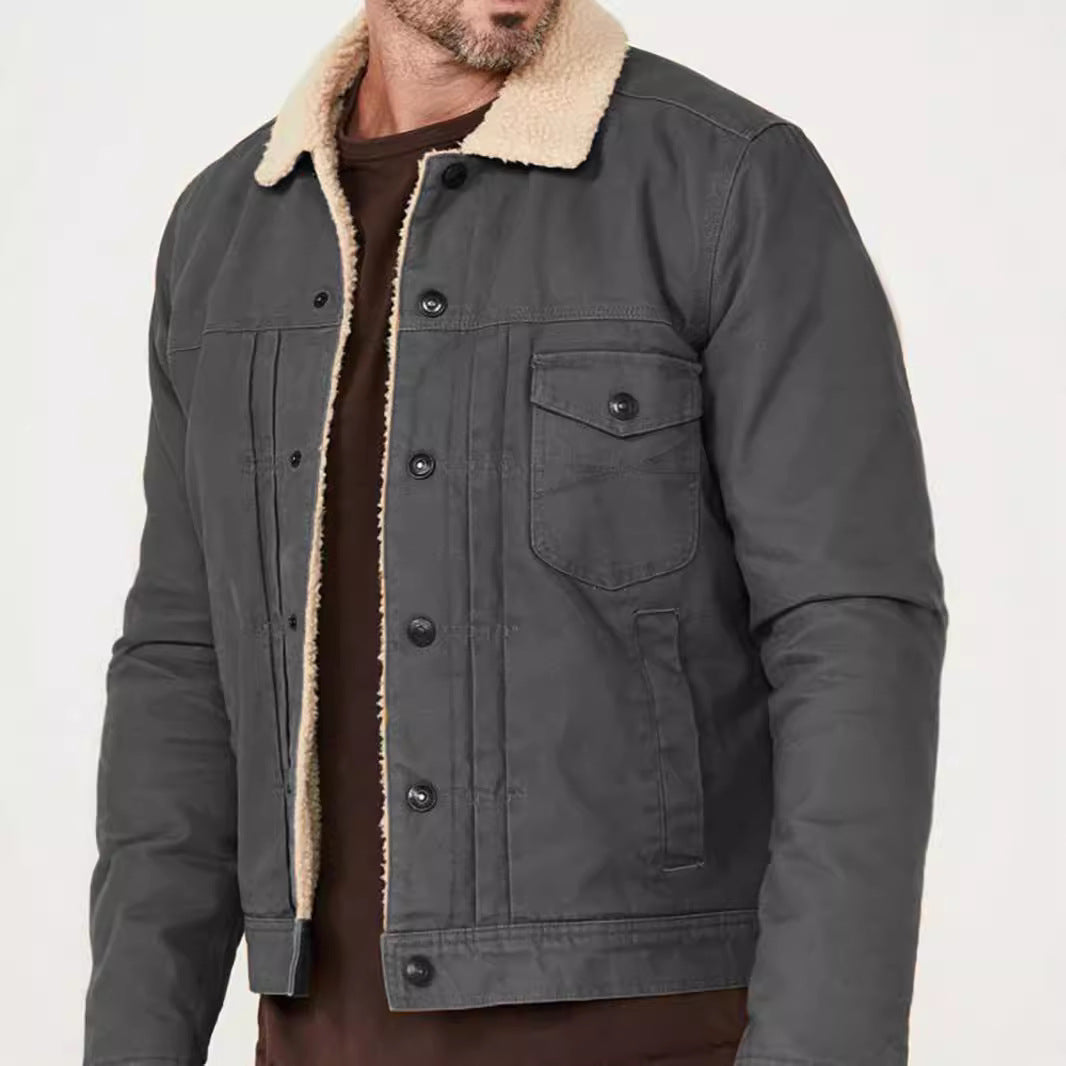 Herren Lederjacke Fleece Gefüttert Bikerstil Schwarz