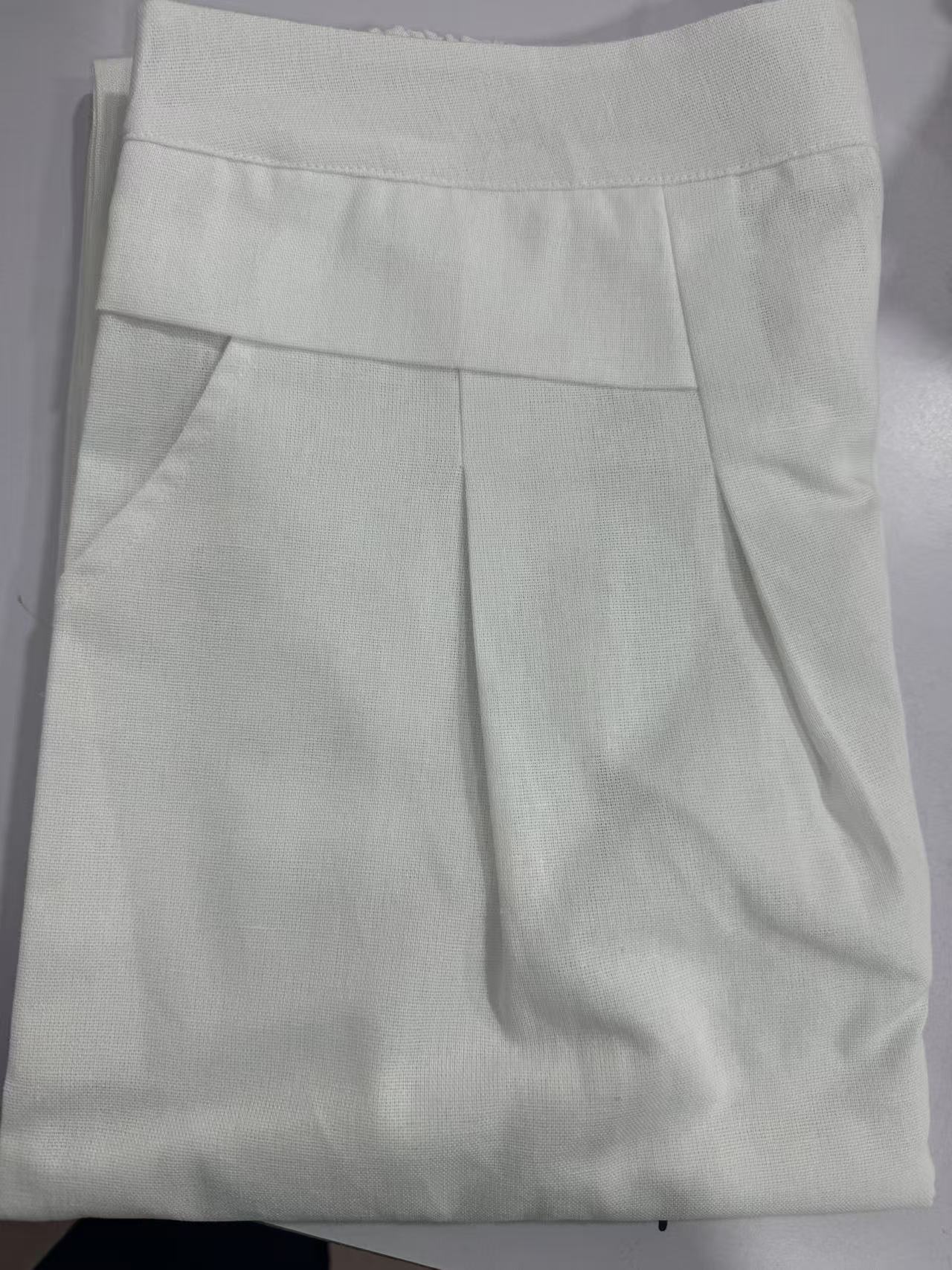 Damen Leinenhose Weit Bequem Mit Hochem Bund