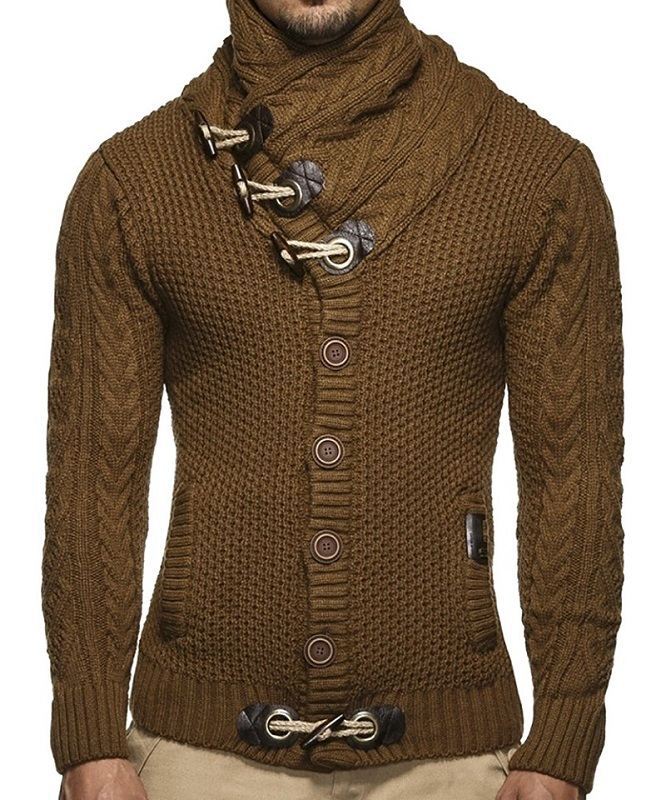 Herren Cardigan Strickpullover Hochkragen Modern