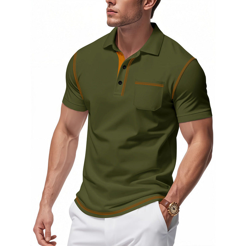 Herren Poloshirt Modern Henley Kragen Kontrast Akzente