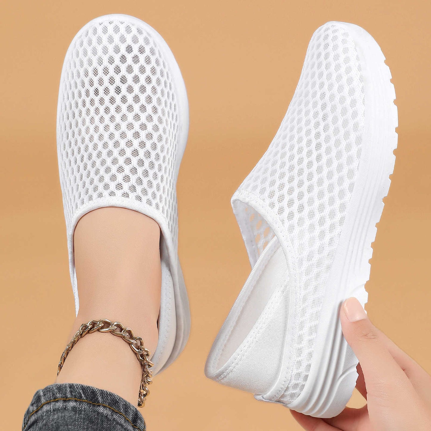 Damen Schlupfschuhe Bequem Atmungsaktiv Heidi Stil