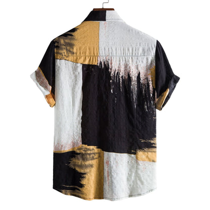 Herren Kurzarmhemd Leicht Modern Pinselstrich Muster Sommer