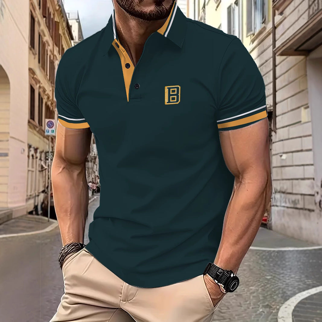Herren Poloshirt Kurzarm Modern mit Kontraststreifen - BerlinGlamour