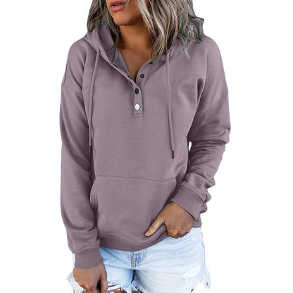 Damen Hoodie Lässig Oversized mit Knöpfen Modern
