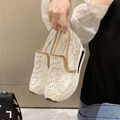 Damen Sneaker Bequem Wedge Lattice Design Schuhe
