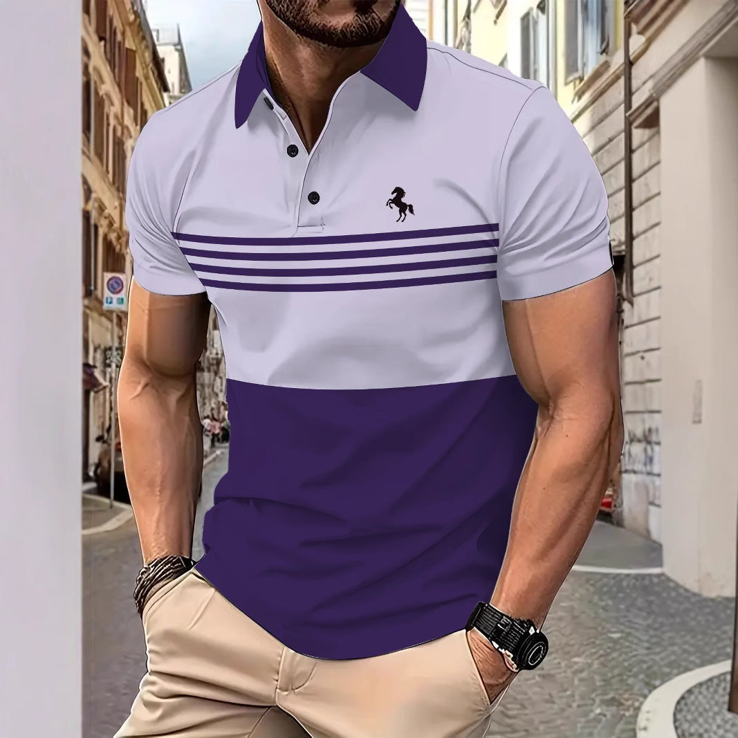 Herren Poloshirt Kurzarm Streifenmuster Modern Berlin Style