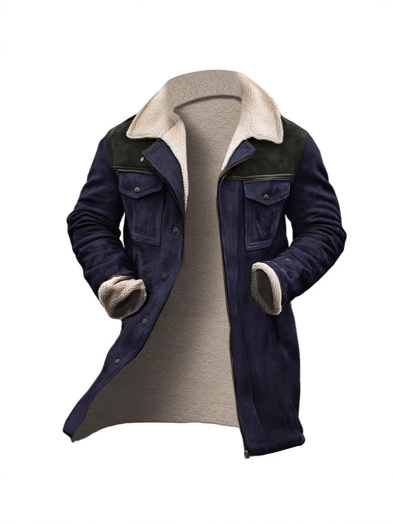 Herren Lederjacke Lammfell Schwarz Stylisch