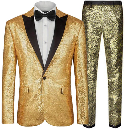 Herren Anzug mit Pailletten, Festlich Elegant Glitzernd