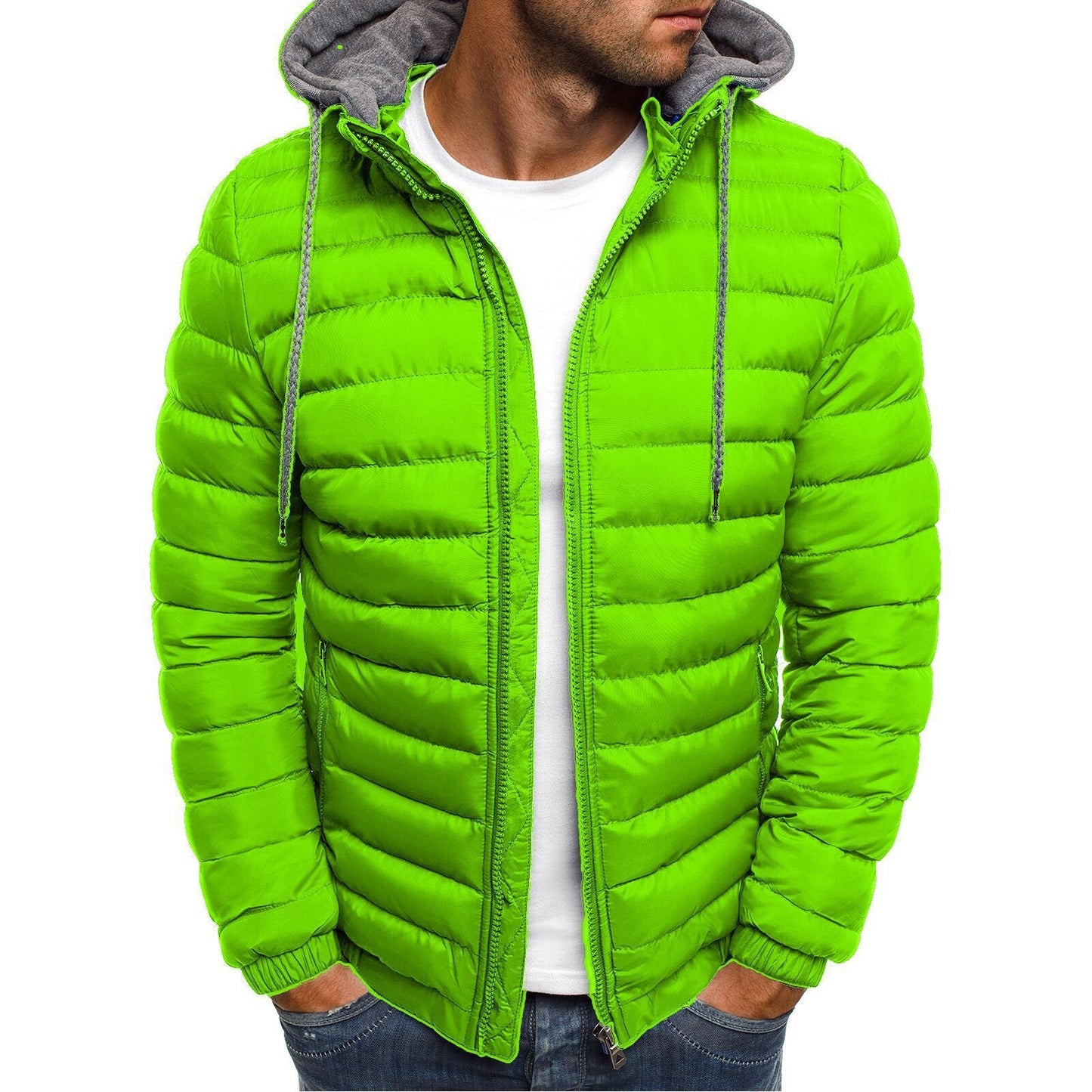 Herren Steppjacke Übergangsjacke Warm Isoliert Kapuze