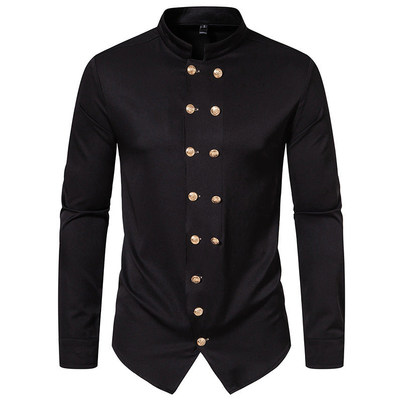 Herren Langarmhemd Stehkragen Elegantes Design Berlin