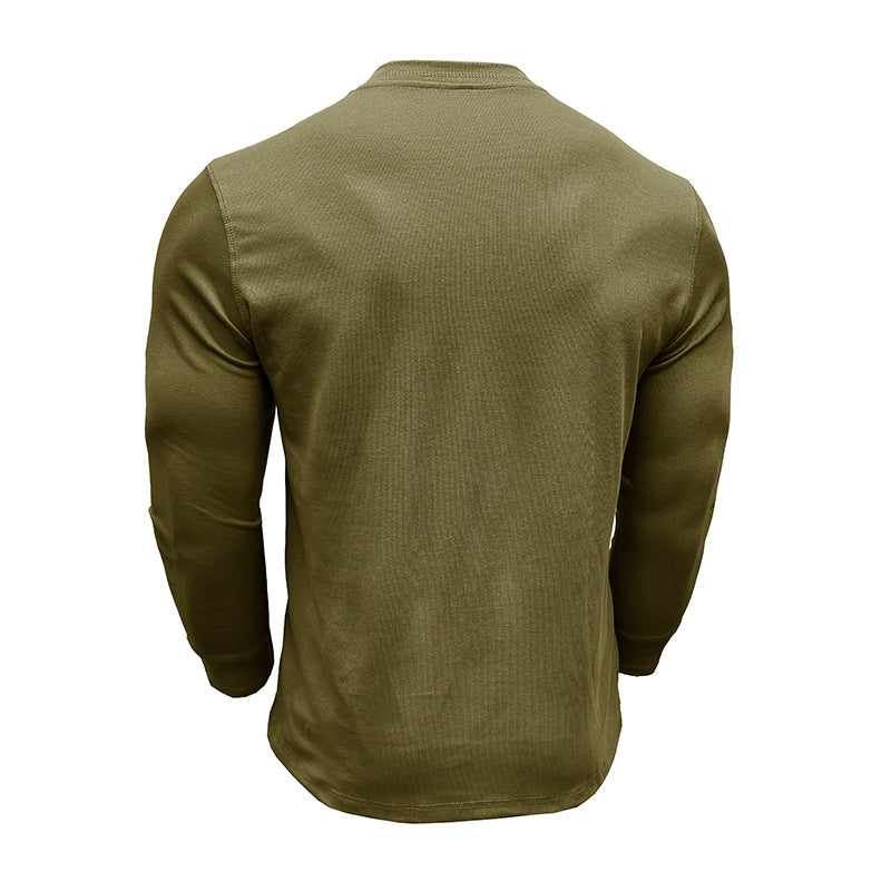 Herren Langarmshirt Modern Knopfleiste Slimfit