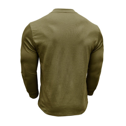 Herren Langarmshirt Modern Knopfleiste Slimfit