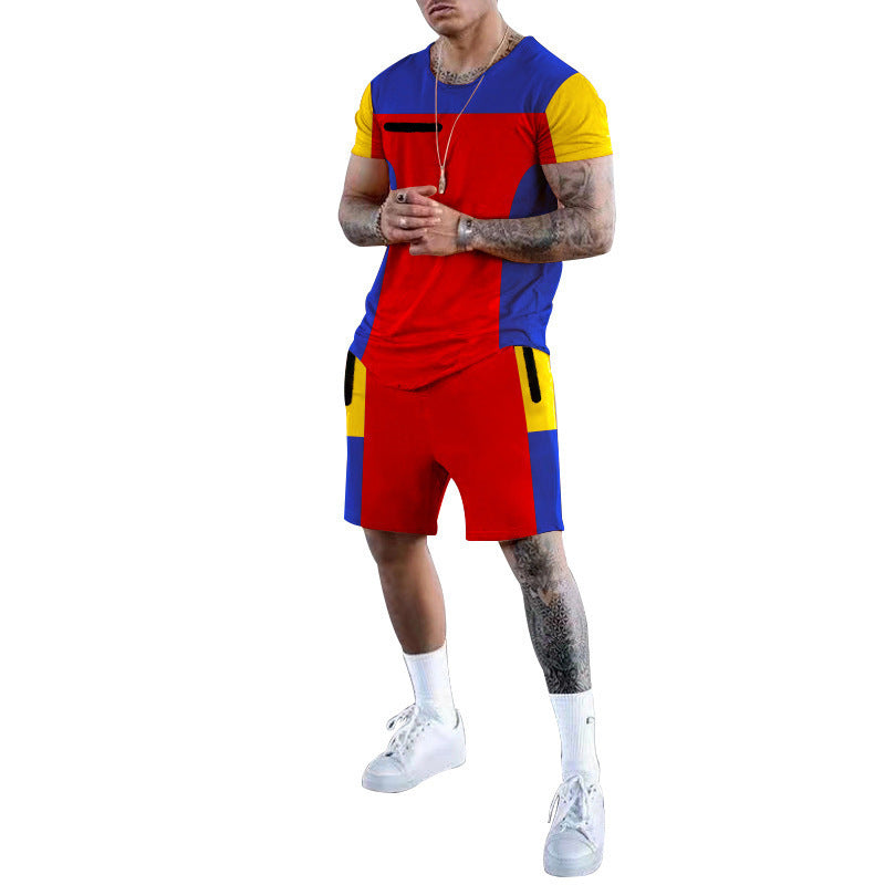 Herren Sportset Kurzarm Modern Farbblock