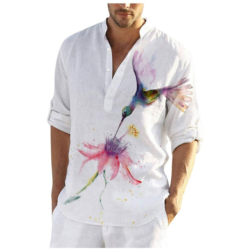 Herren Leinenhemd mit trendigem Druck Berlin Style
