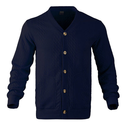 Herren Strickjacke V-Ausschnitt Mit Taschen Modern
