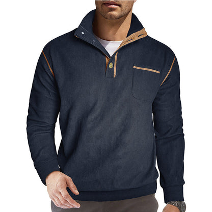 Herren Pulloverjacke Modern mit Kragen und Brusttasche