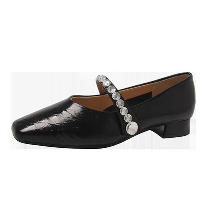 Damen Schuhe Mary Jane Elegante Schmuck Applikationen