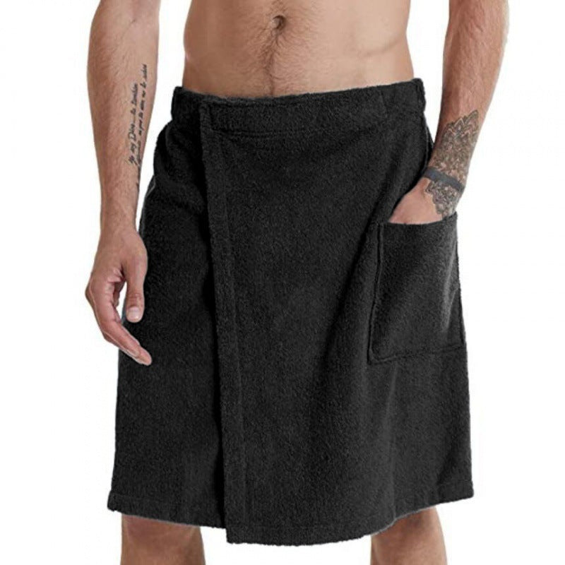 Herren Bademantel Frottee Weich mit Taschen und Verstellbund