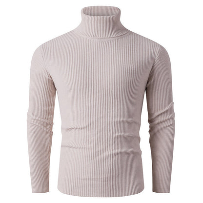 Herren Rollkragenpullover Gerippt Strick Modern Schwarz