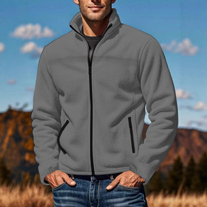 Herren Fleecejacke Warm mit Hochkragen und Taschen - BerlinGlamour