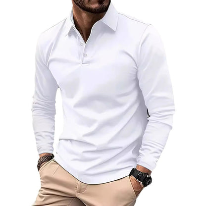 Herren Polohemd Langarm Elegant Moderner Kragen