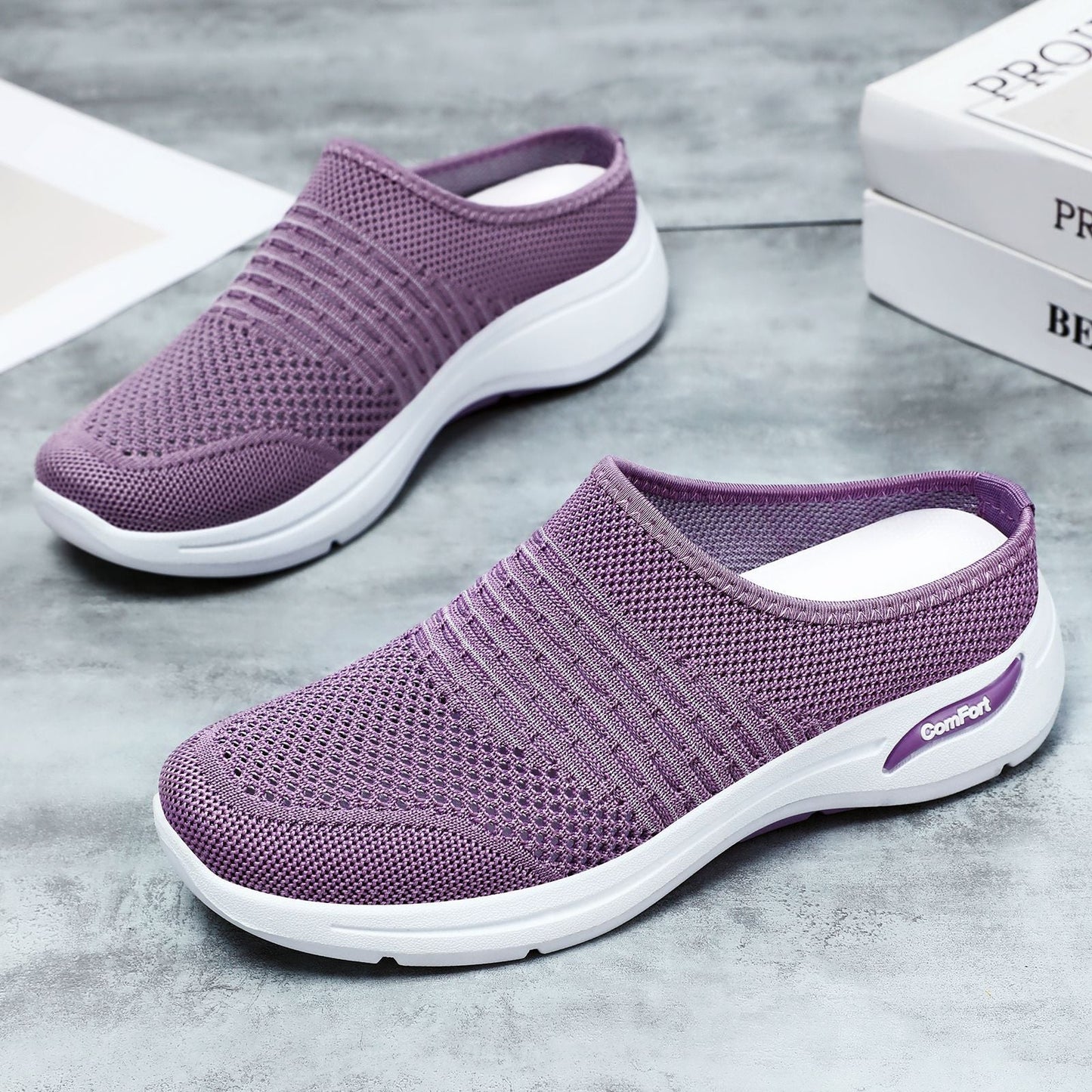 Damen Schuhe Bequem atmungsaktiv Slip-On Sneaker - BerlinGlamour