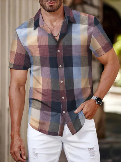 Herren Hemd Kurzarm Karomuster Modern Slimfit