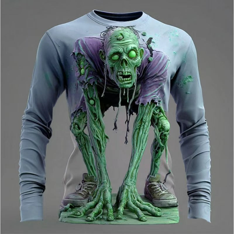 Herren T-Shirt Langarm 3D Zombie Motiv Größe XL