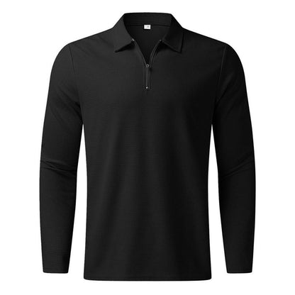 Herren Langarm-Polohemd mit modernem Reißverschluss und atmungsaktive Struktur BerlinGlamour.