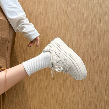 Damen Plattform Sneaker Leder atmungsaktiv Komfort Sohle