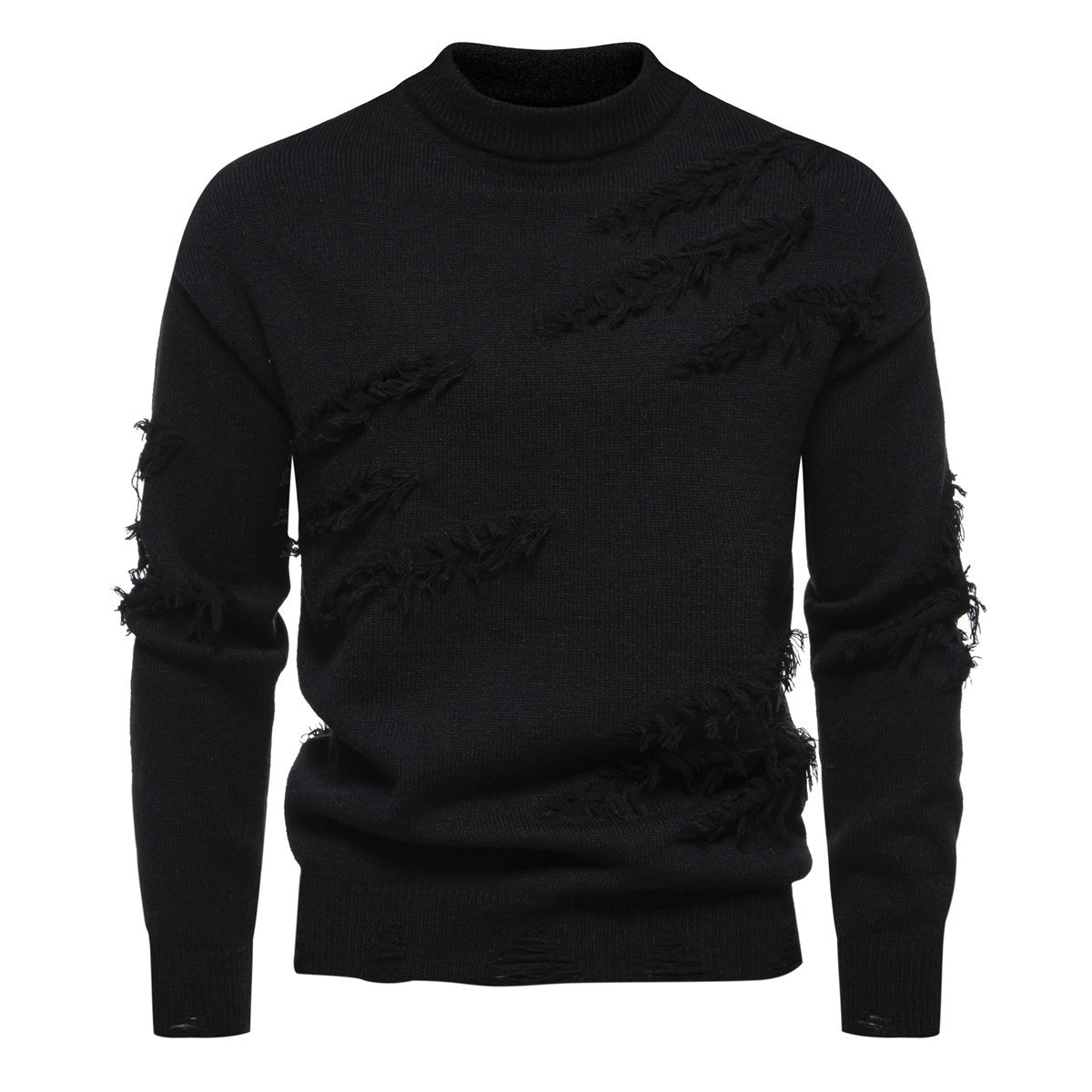 Herren Rollkragenpullover Modern Distressed Style