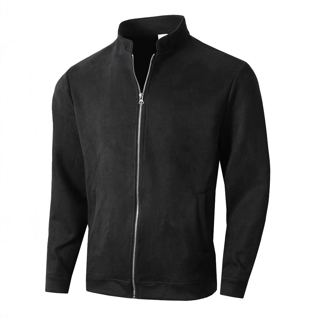 Herren Fleecejacke Lässig Reißverschluss Kragen Warm