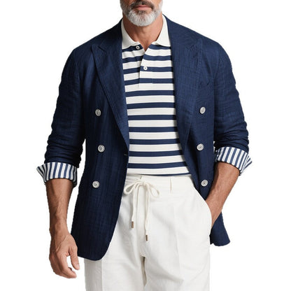 Herren Leinenblazer Elegant Slim Fit mit Knöpfen