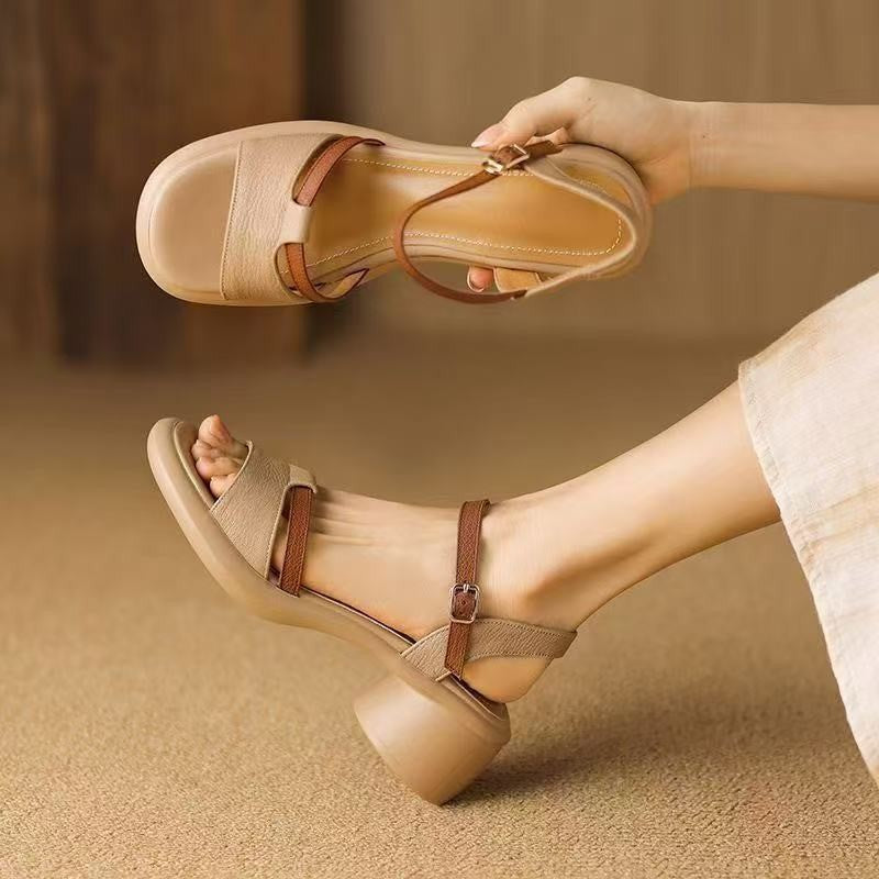 Damen Sandalen Bequem Blockabsatz Verstellbar Sommer