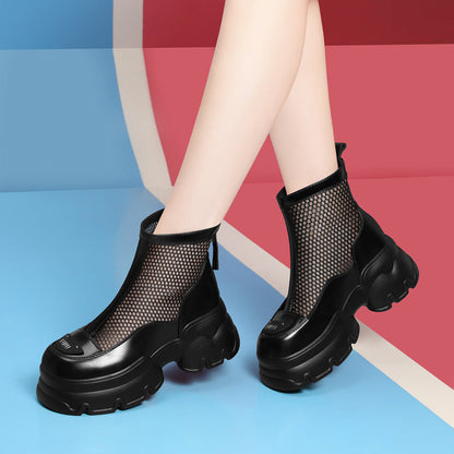 Damen Stiefeletten Netzoptik Stabil Schuhe Höhe