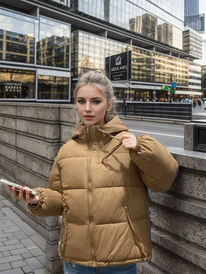 Damen Übergangsjacke Voluminös Steppnaht Taschen Modisch