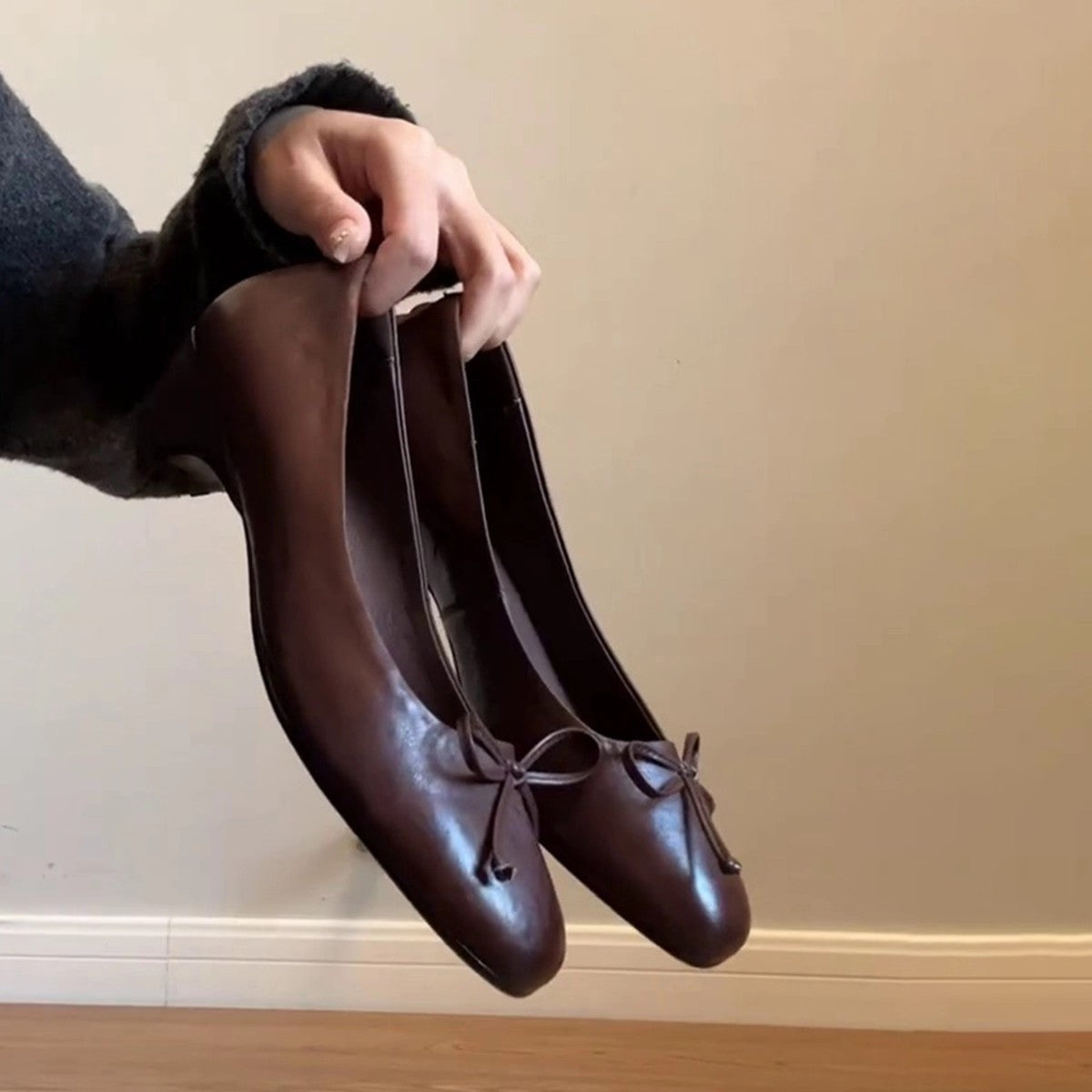 Damen Ballerinas Elegante Schnürung Schleifen Dekor