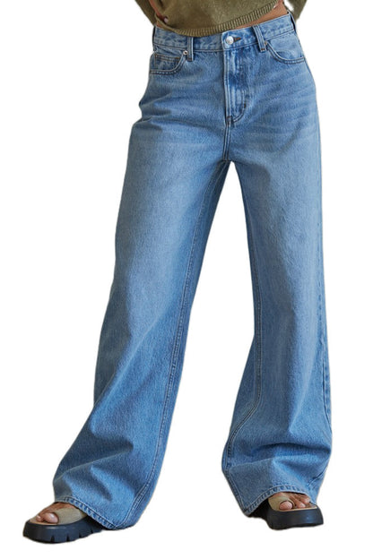 Damen High-Waist Jeans Weite Bequem