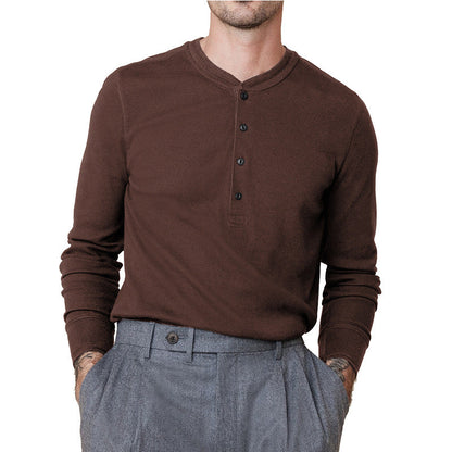 Herren Langarmshirt Weich Modern Knopfleiste