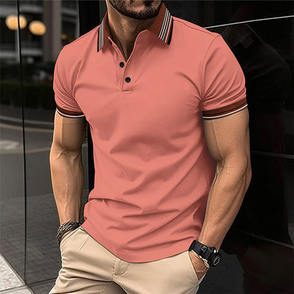 Herren Poloshirt Kurzarm Modern Kragen Kontrastdetails Eleganz