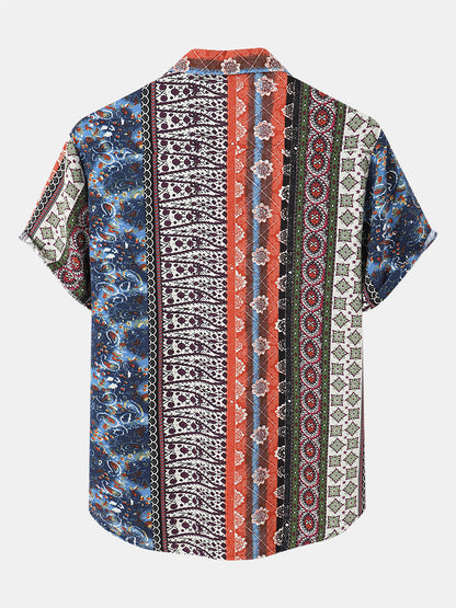 Herren Kurzarmhemd und Shorts Set Sommer Patchwork Style
