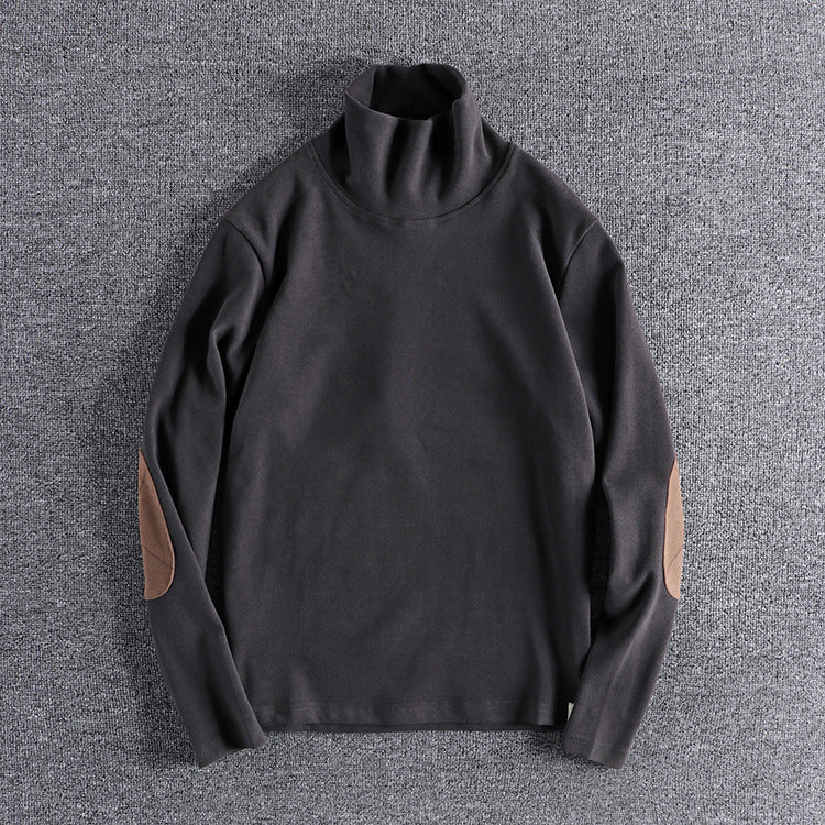 Hochwertige, elegante Stehkragenpullover mit kontrastierenden Ellbogenpatches BerlinGlamour für den anspruchenden Onlineshop. - BerlinGlamour