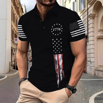 Herren Poloshirt Berlin Grafik V-Ausschnitt Trendy - BerlinGlamour