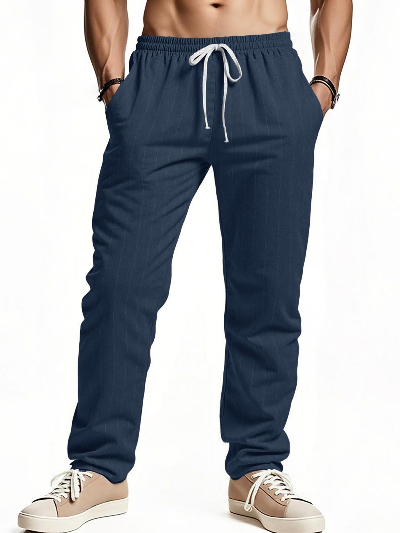 Herren Freizeithose Bequem Gestreift Modern