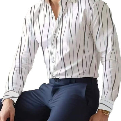 Herren Hemden Moderne Streifen Elegant Slim Fit