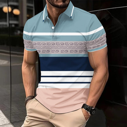Herren Polohemd Kurzarm Modern Streifen Trendy - BerlinGlamour