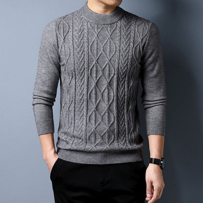 Herren Strickpullover mit Zopfmuster Grau Elegant - BerlinGlamour