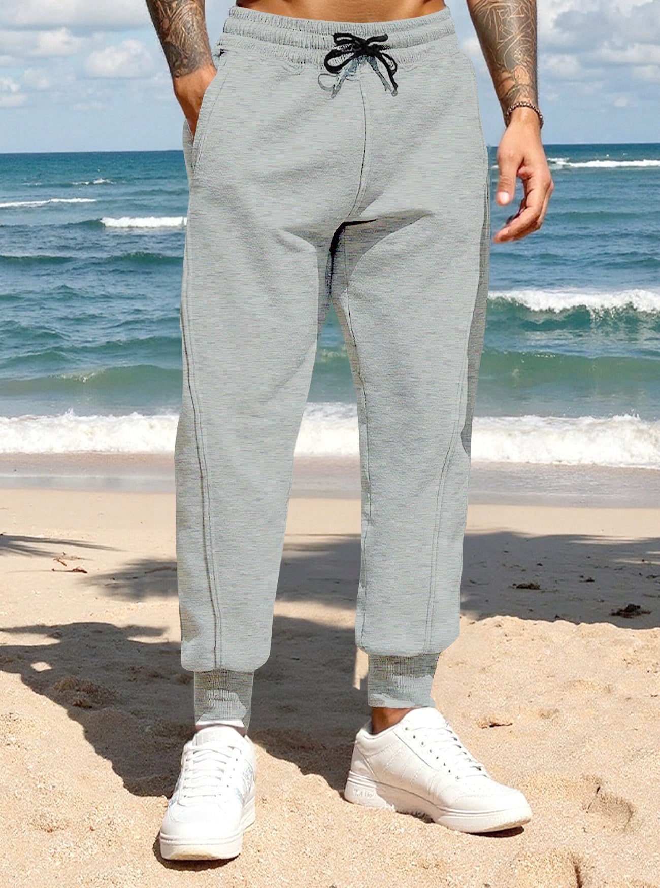 Herren Sport Hose Elastisch Mit Seitentaschen